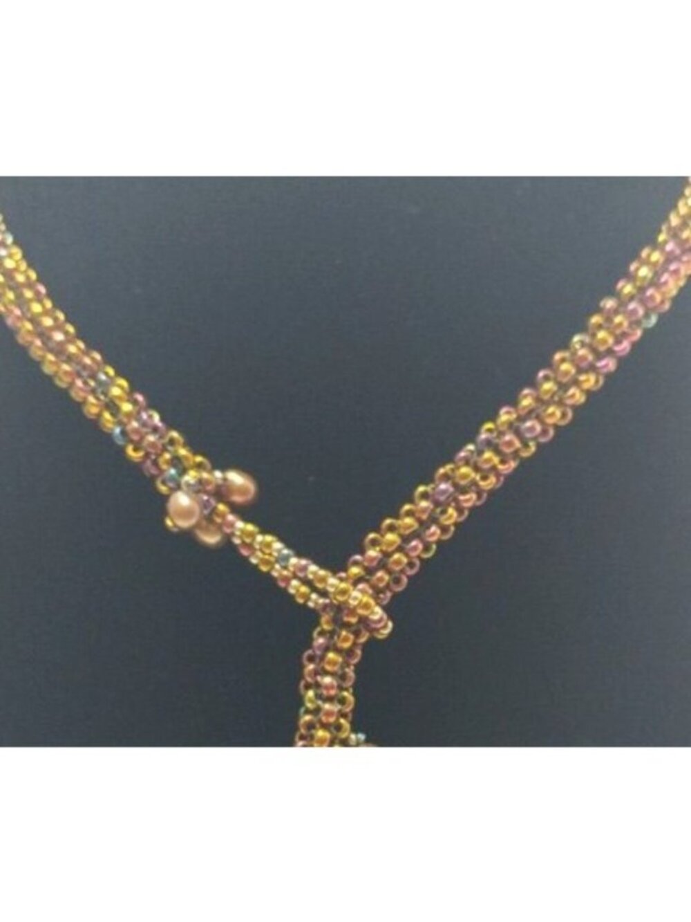 Freshwater Pearls Swarovski Crystals Lariat Necklace Japanese Beads Artisan-Made - Picture 7 of 8